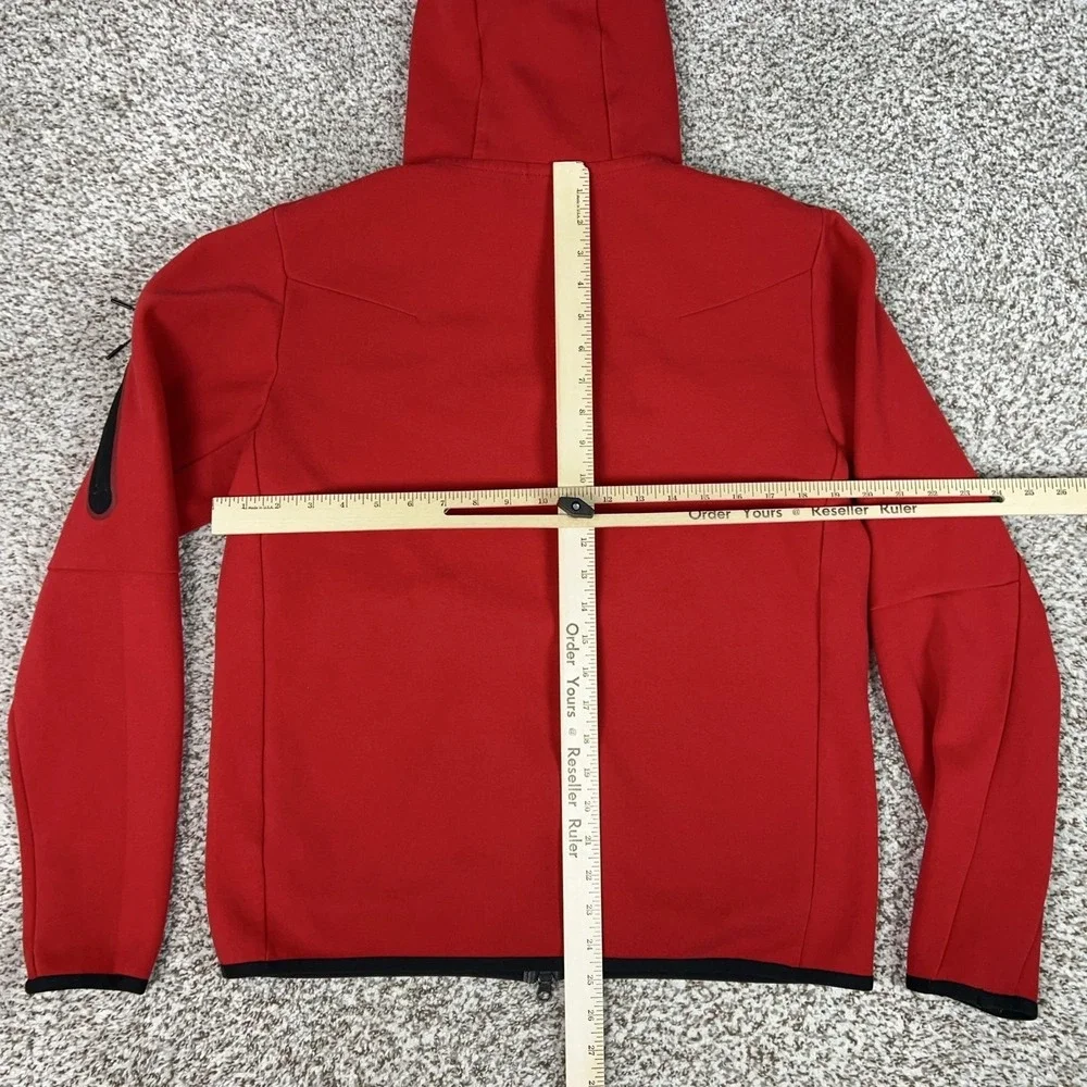 Nike Jacket Mens Medium Red Hooded Full Zip Tech Fleece Hoodie Running Gym Logo